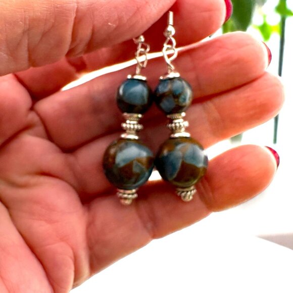 Golden Aqua Quartz Dangle Earrings 925 Sterling Silver Hooks - Picture 8 of 8